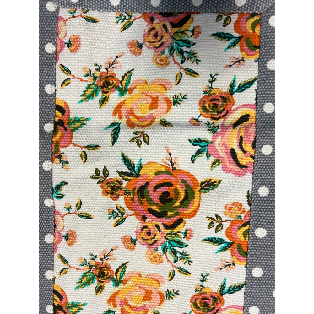 Matilda Jane Table Runner Floral Polka Dot  Crochet Lace Trim Reversible 87x14